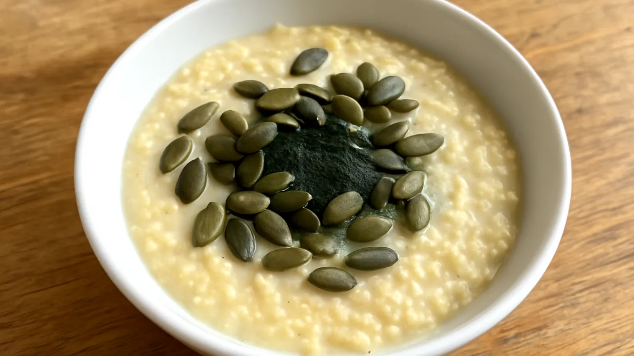 Porridge di miglio con semi di zucca e spirulina"
